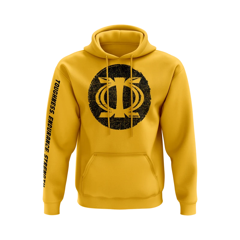 Powertec Hoodie - Yellow - Distressed Wawa Aba Logo