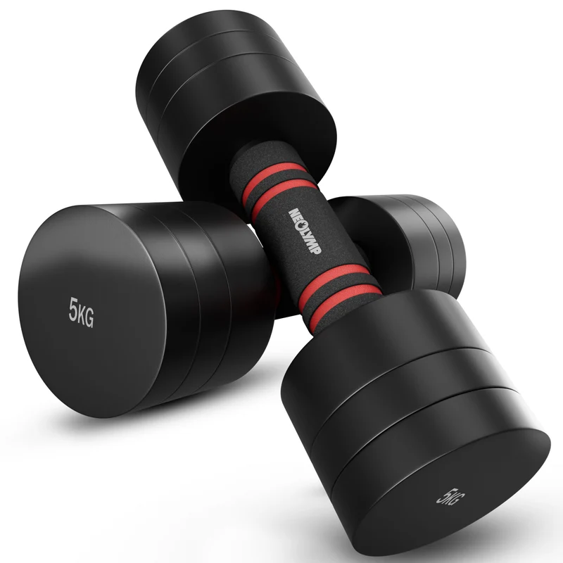 Verstellbare Chrome-Kurzhanteln in schwarz - 5 & 10kg (4er Set Kurzhanteln)