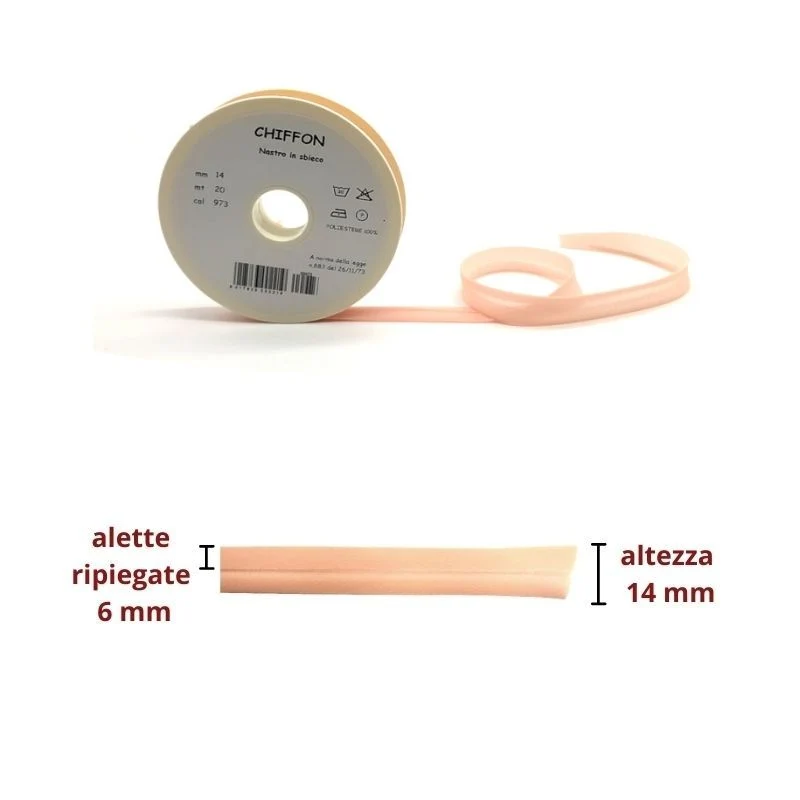 Sbieco chiffon articolo h mm 14/6/6 Chiffon metri 20