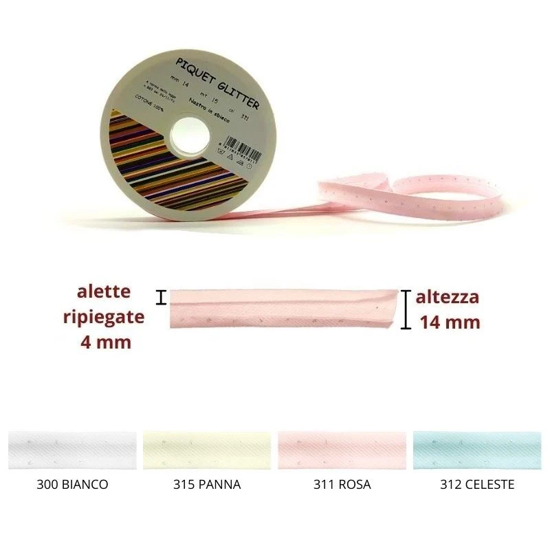 Sbieco piquet in millerighe glitterato h mm 14/4/4 metri 15