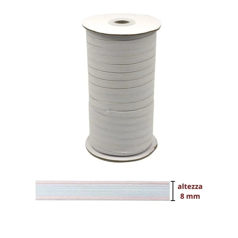 Elastico treccia lavabile h mm 8 articolo 14tl metri 100
