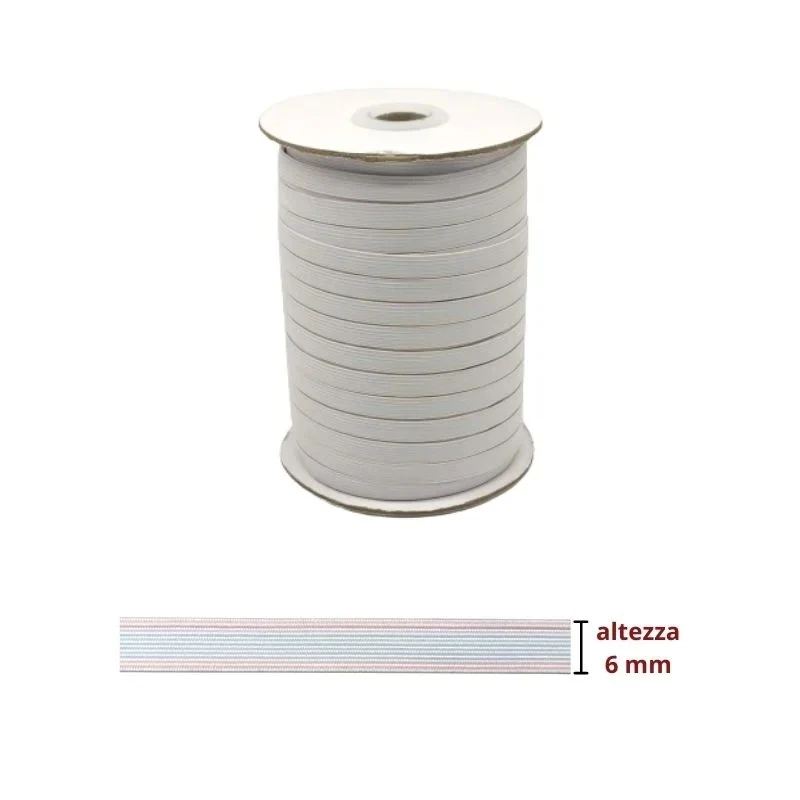 Elastico treccia lavabile h mm 6 articolo 12tl metri 100