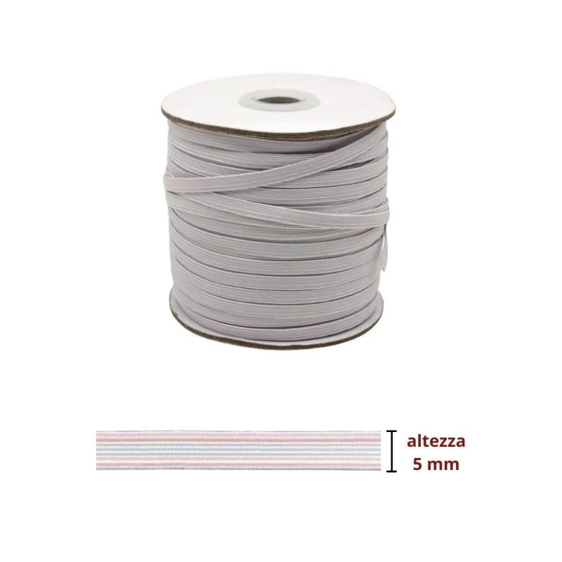 Elastico treccia lavabile h mm 5 articolo 10tl metri 100