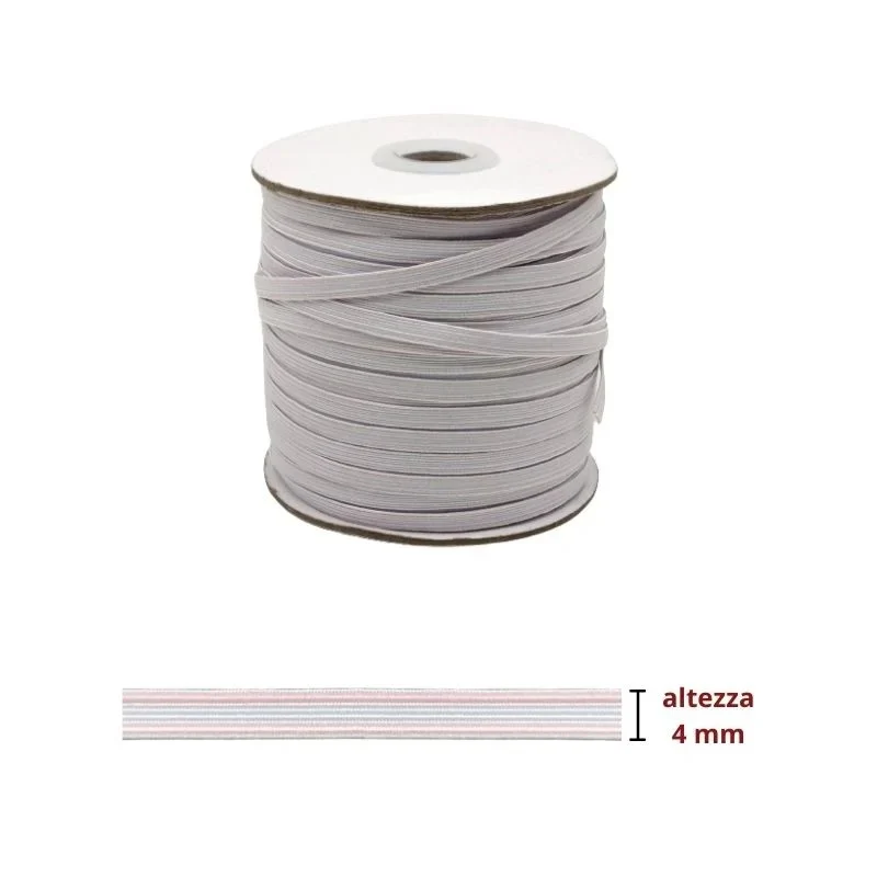 Elastico treccia lavabile h mm 4 articolo 08tl metri 100