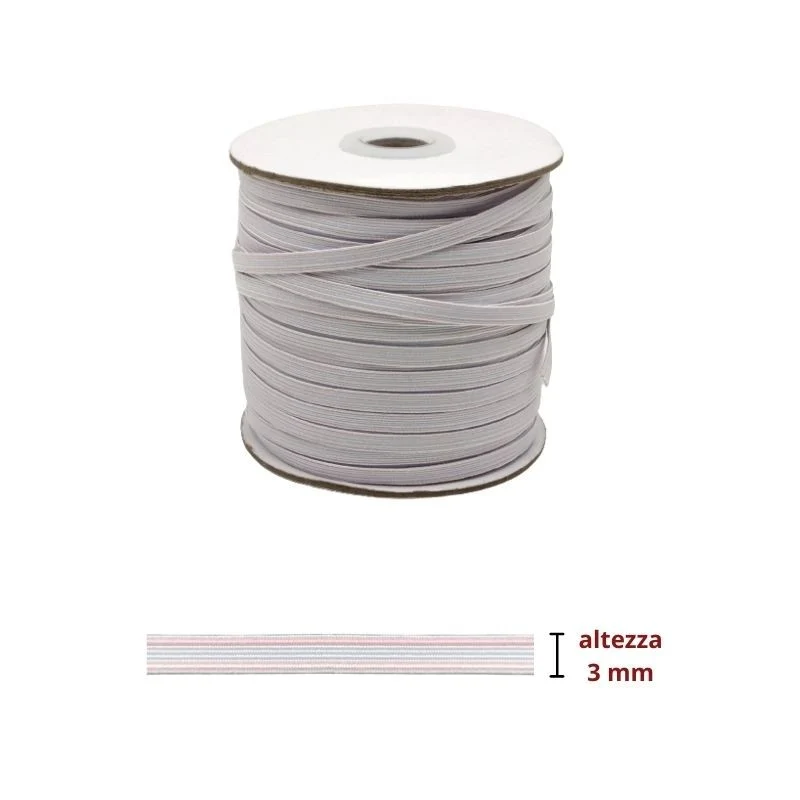 Elastico treccia lavabile h mm 3 articolo 06tl metri 100