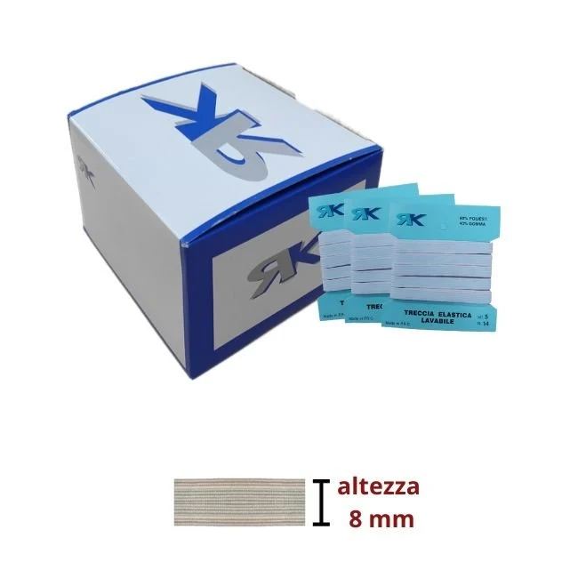 Elastico treccia lavabile h 8 mm articolo 14TL metri 5