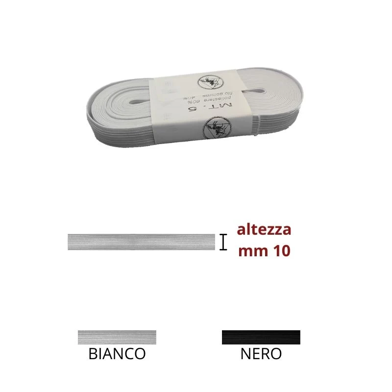 Elastico treccia h mm 10 articolo N 16 metri 5