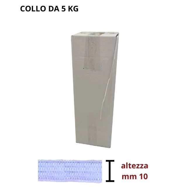 Elastico treccia h 10 mm confezione industriale articolo 07 gomme kg 1