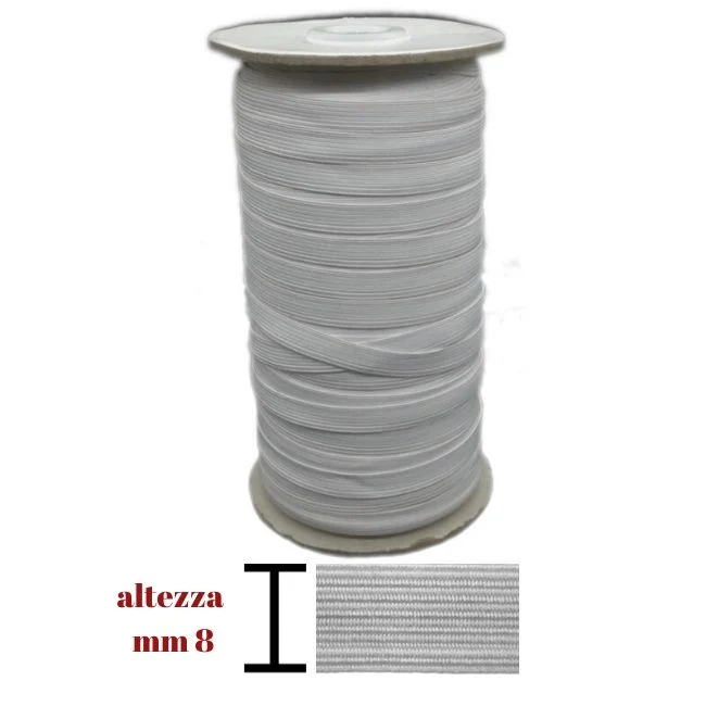 Elastico m100 treccia h mm 8 articolo N 14t metri 100