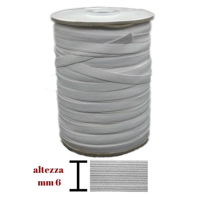 Elastico m100 treccia h mm 6 articolo N 12t metri 100