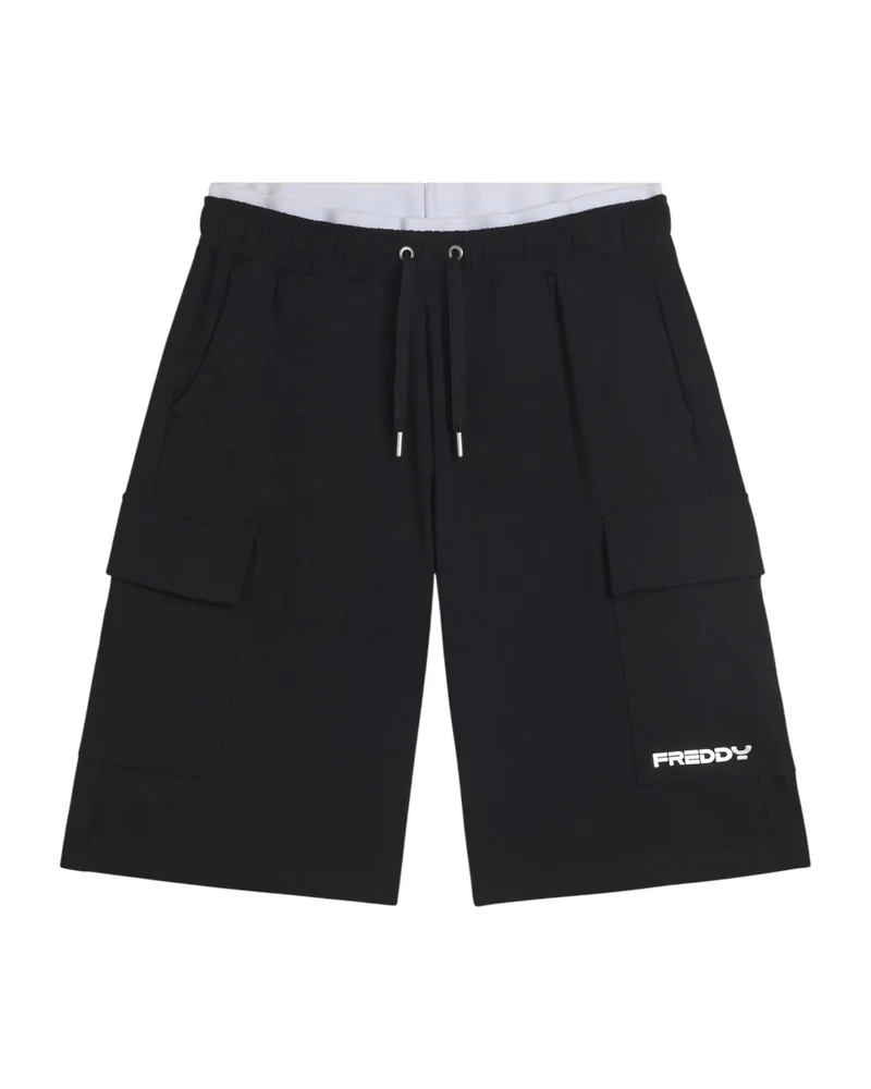 Pantaloncini Wide Leg Stile Cargo - Nero / Bianco