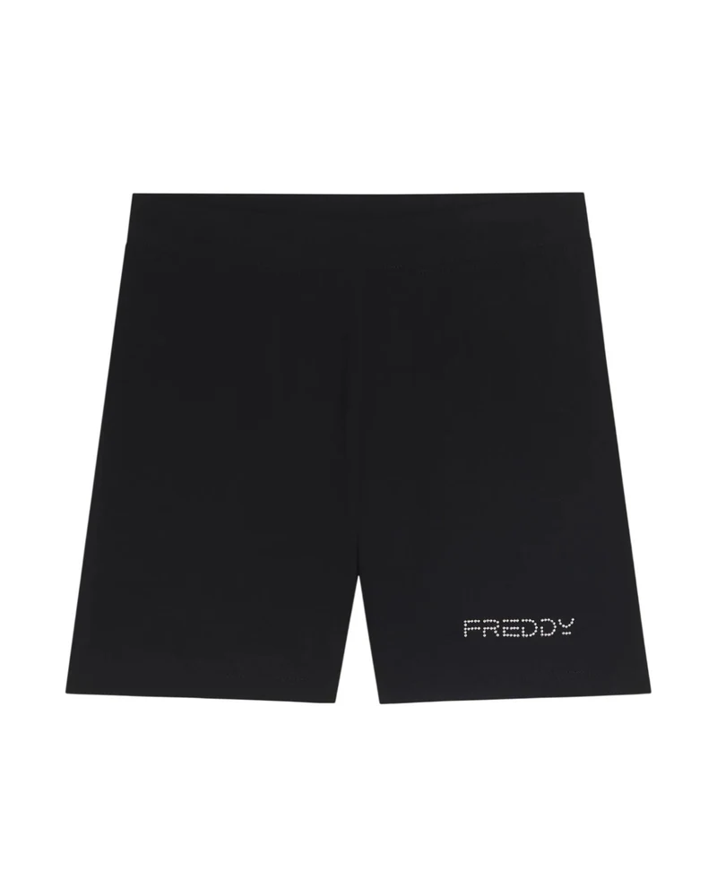 Leggings Short in Jersey con Logo - Black