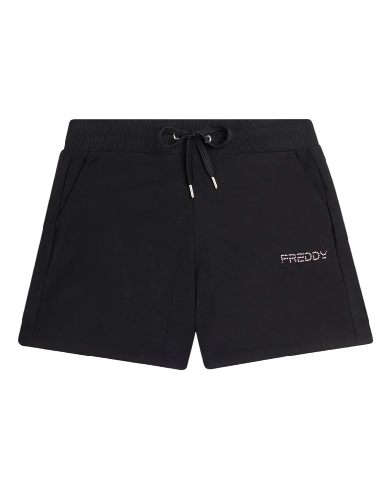 Pantaloncini Sportivi con Coulisse e Logo - Black