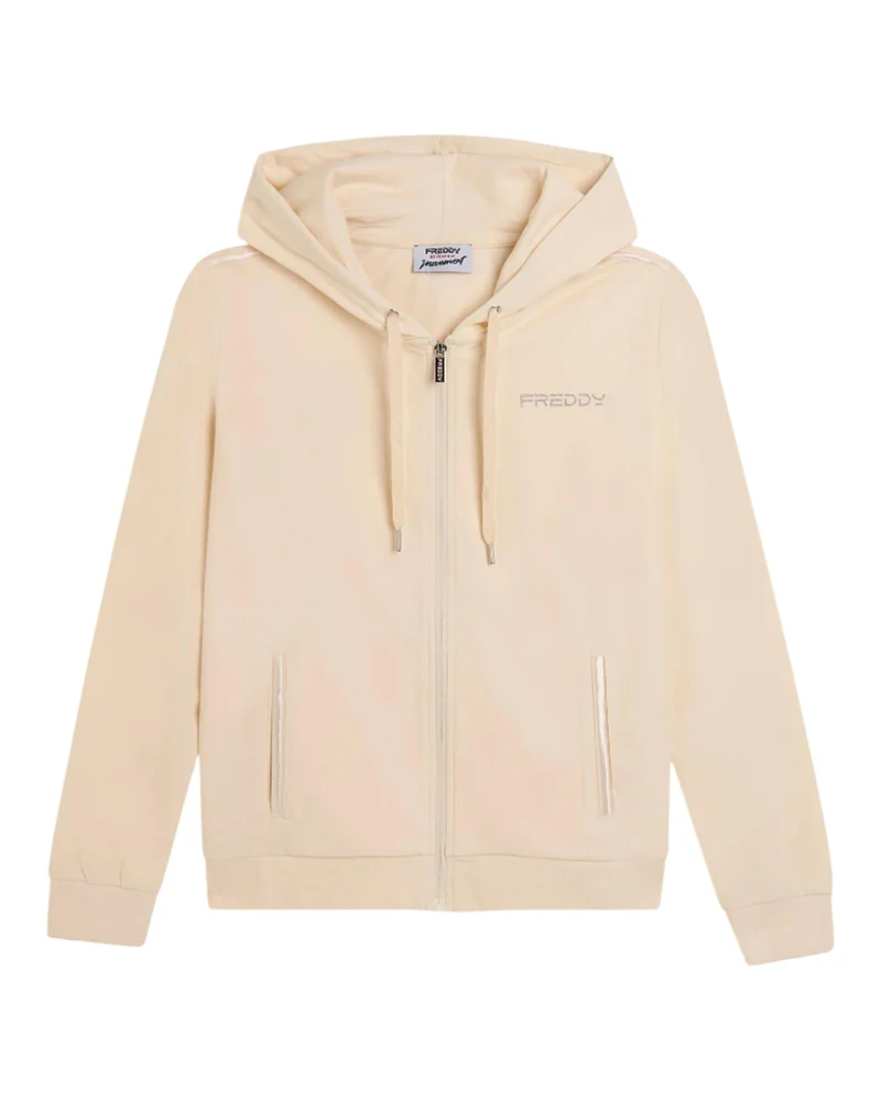 Felpa con Cappuccio e Zip - Whitecup Gray