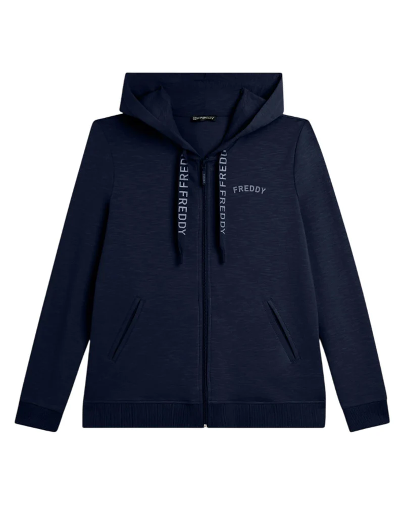 Felpa Flamed con Cappuccio e Zip - Dark Sapphire