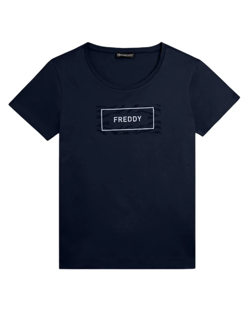 T-Shirt Logo con Grafica Ondulata - Dark Sapphire