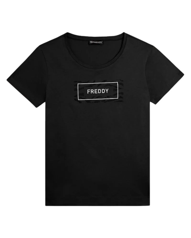 T-Shirt Logo con Grafica Ondulata - Black