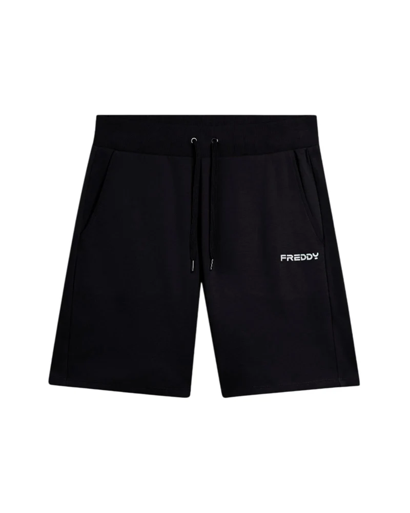 Pantaloni Corti con Logo in Glitter - Black