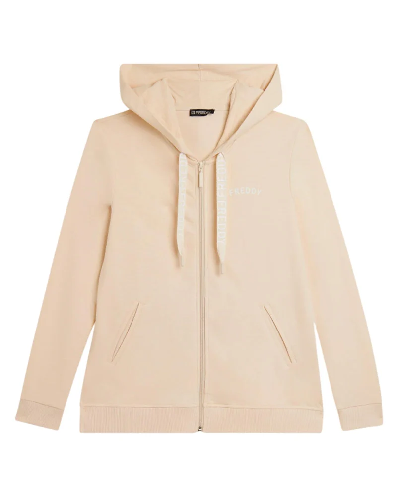 Felpa Flamed con Cappuccio e Zip - Whitecup Gray