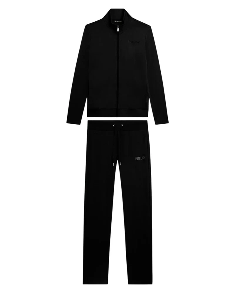 Tracksuit Fz con Zip e Collo Alto - Black
