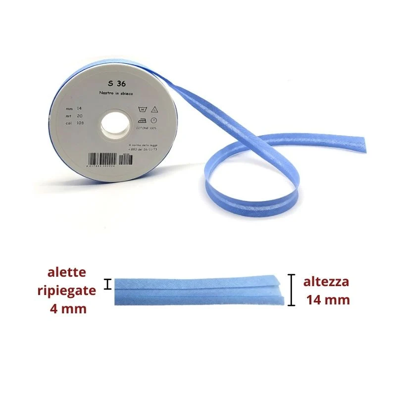 Sbieco cotone h mm 14/4/4 articolo S 36 Topp metri 20