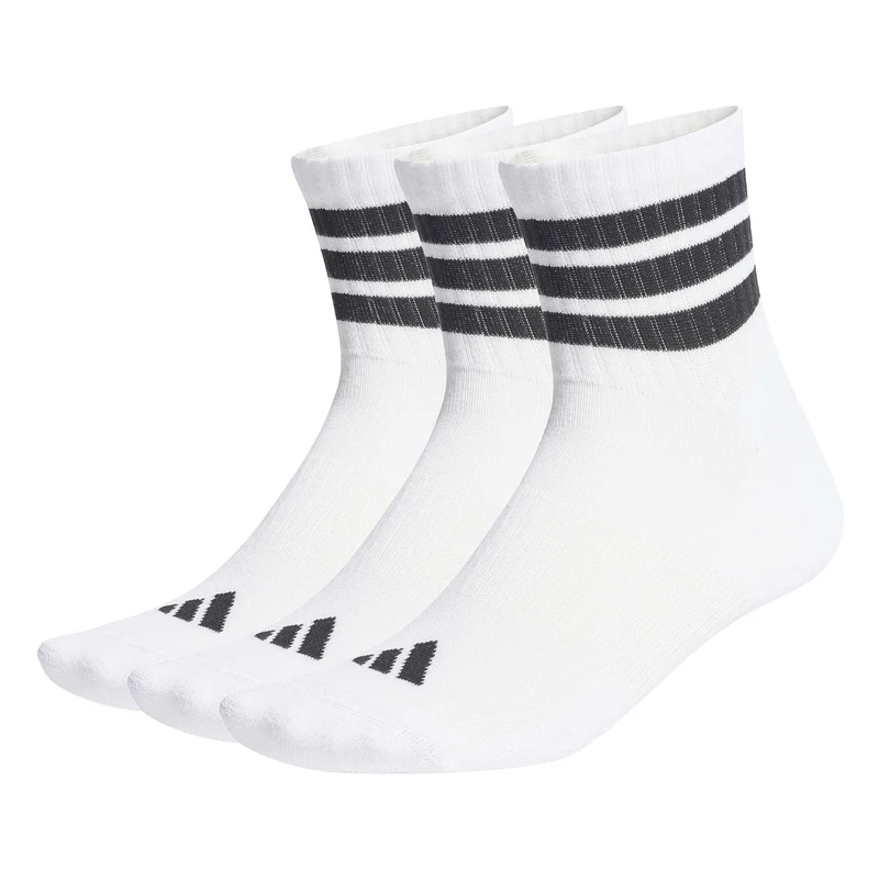 Calzini Sportivi Imbottiti a Tre Strisce, Alta Caviglia, Confezione Da Tre Paia - White