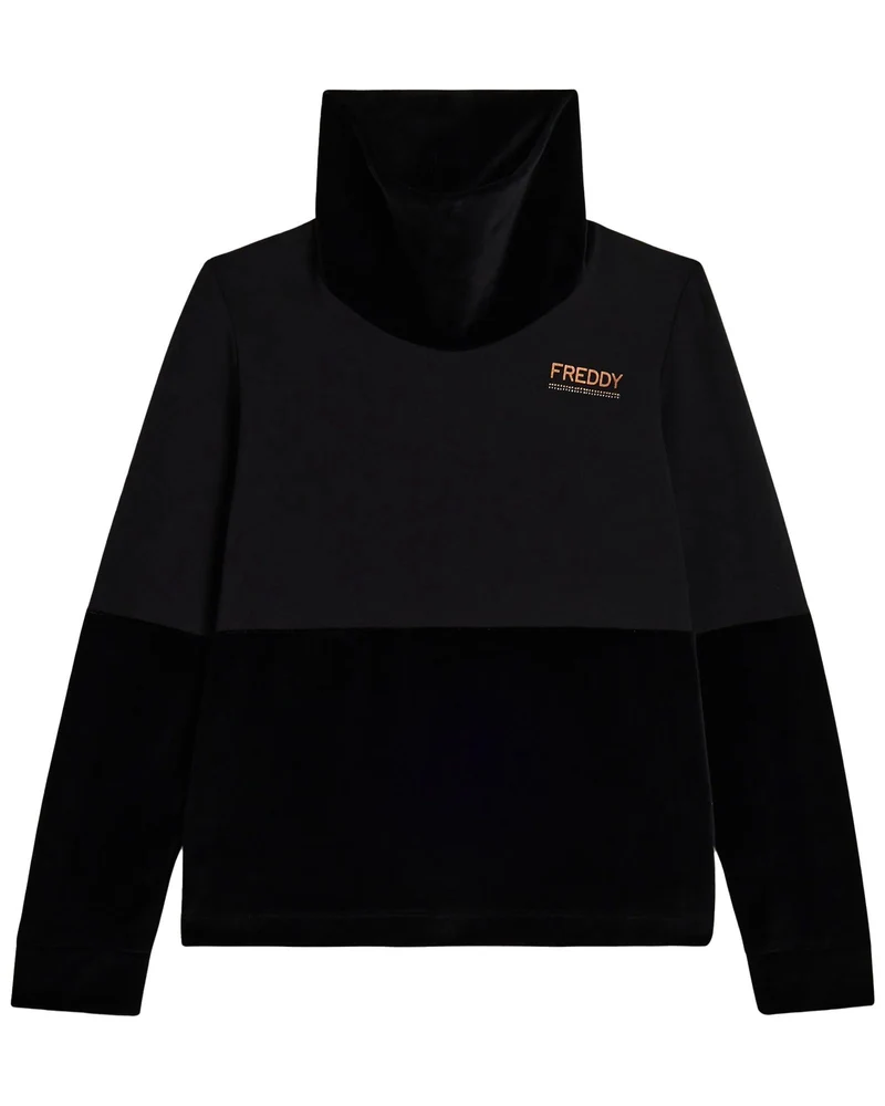 Felpa Con Fondo e Collo Alto In Velluto Donna