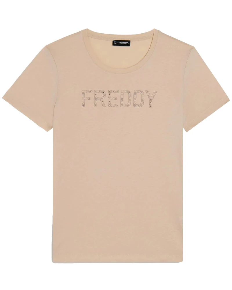 T-shirt Con Logo Frontale In Borchie Donna