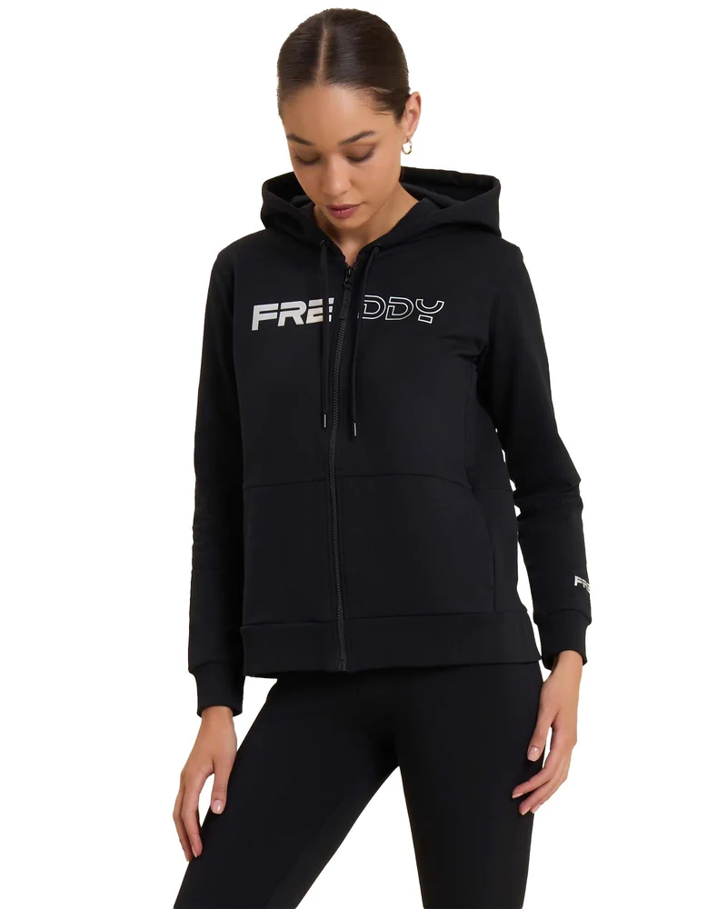 Felpa Full Zip Con Logo Perlato Donna