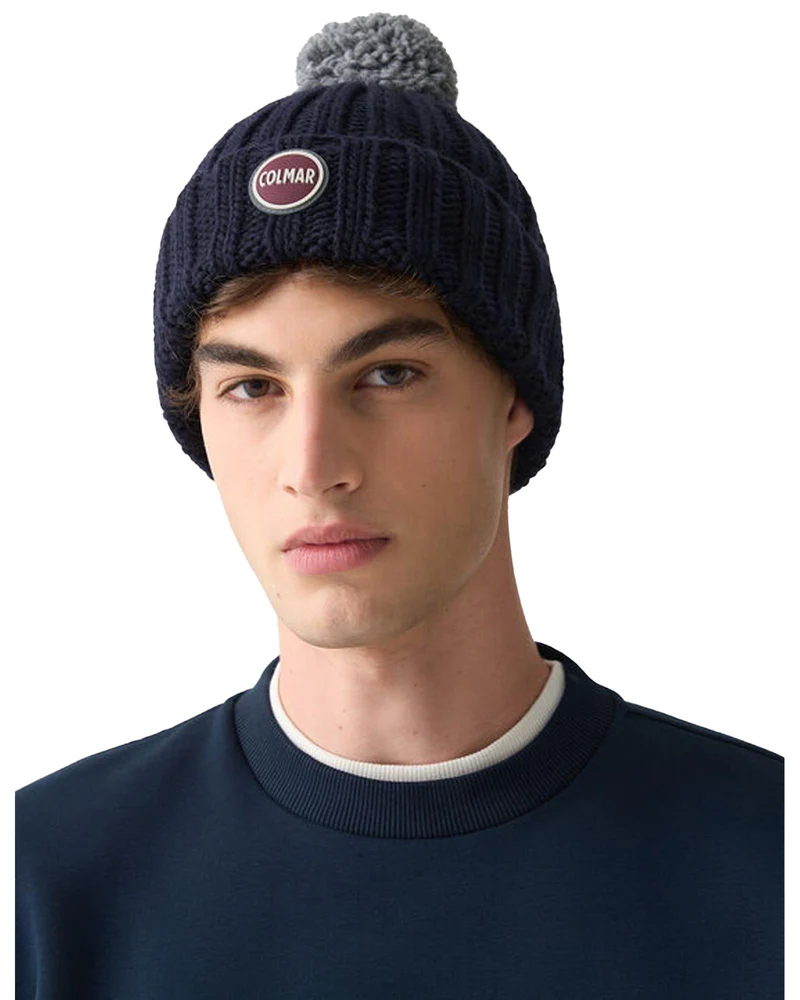 Cappello A Coste Con Pompon