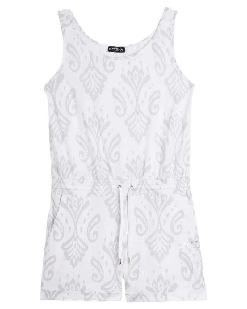 Tuta Corta Floreale Donna In Jersey Con Top A Canotta