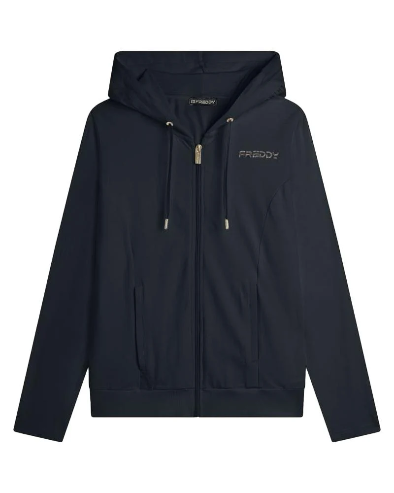 Felpa In Jersey Donna Con Zip E Cappuccio