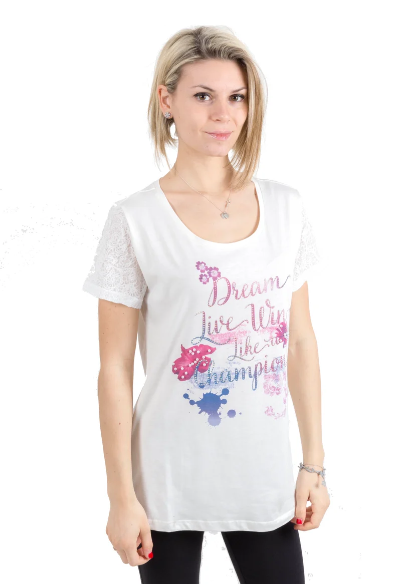 T-shirt Donna Manica Pizzo