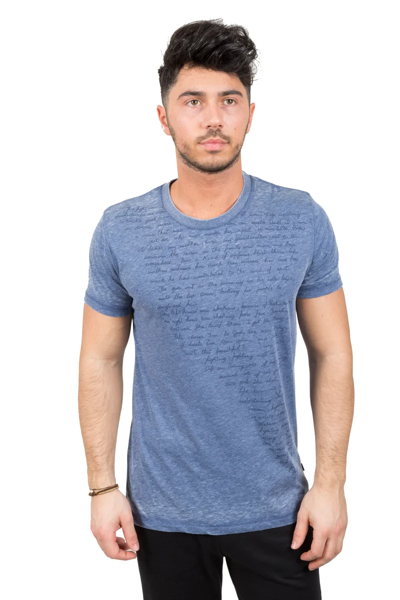 T-Shirt Uomo Fiammata Con Scritta