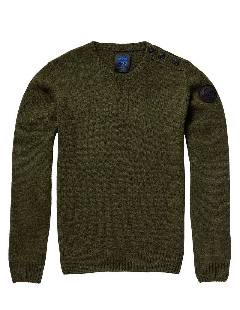 Maglione Uomo Girocollo Con Bottoni