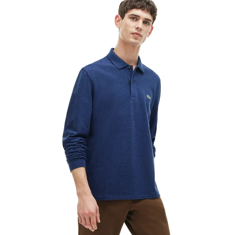 Polo Uomo Manica Lunga Classic Fit Piqué Chiné