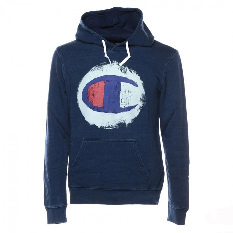 Felpa Uomo Indigo Con Cappuccio