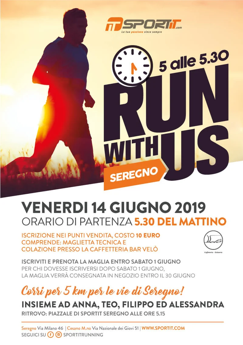 Iscrizione corsa 5 alle 5.30 Run With US